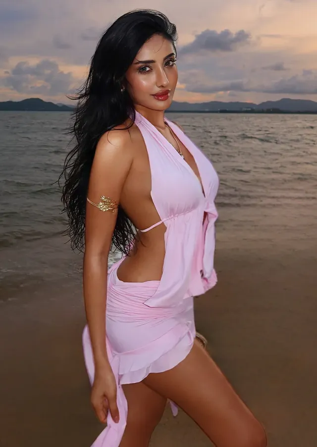 সূর্যাস্তের আলোয় মিথিলার আবেদনময় বিচ লুক