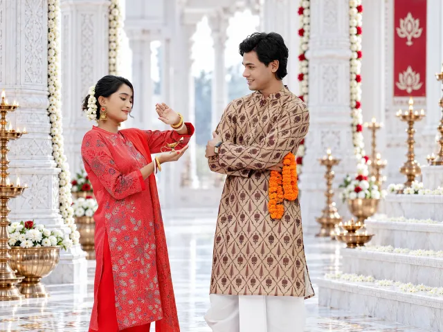কোলাম নকশার ছোঁয়াযুক্ত একটি কুর্তি।